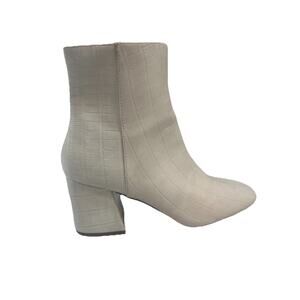 Jane & The Shoe Midi Boots Woman Sz 6 Iris Heel White Crocodile Street Style Y2k